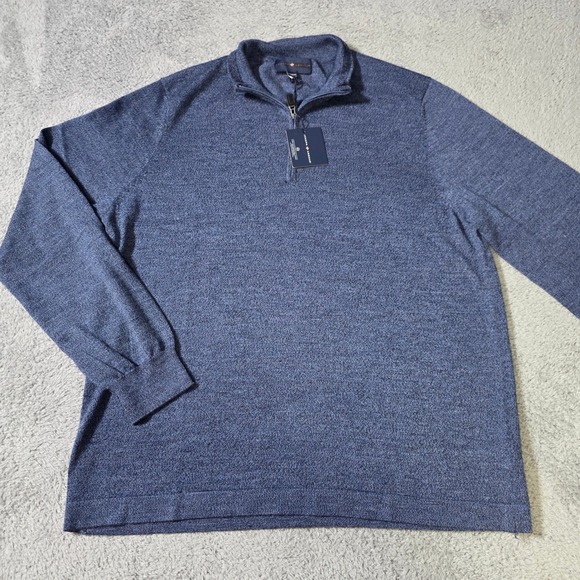 Joseph Abboud Other - Joseph Abboud Mens XXL 1/4 Zip Sweater Blue Merino‎ Wool Blend 37.5 Tech